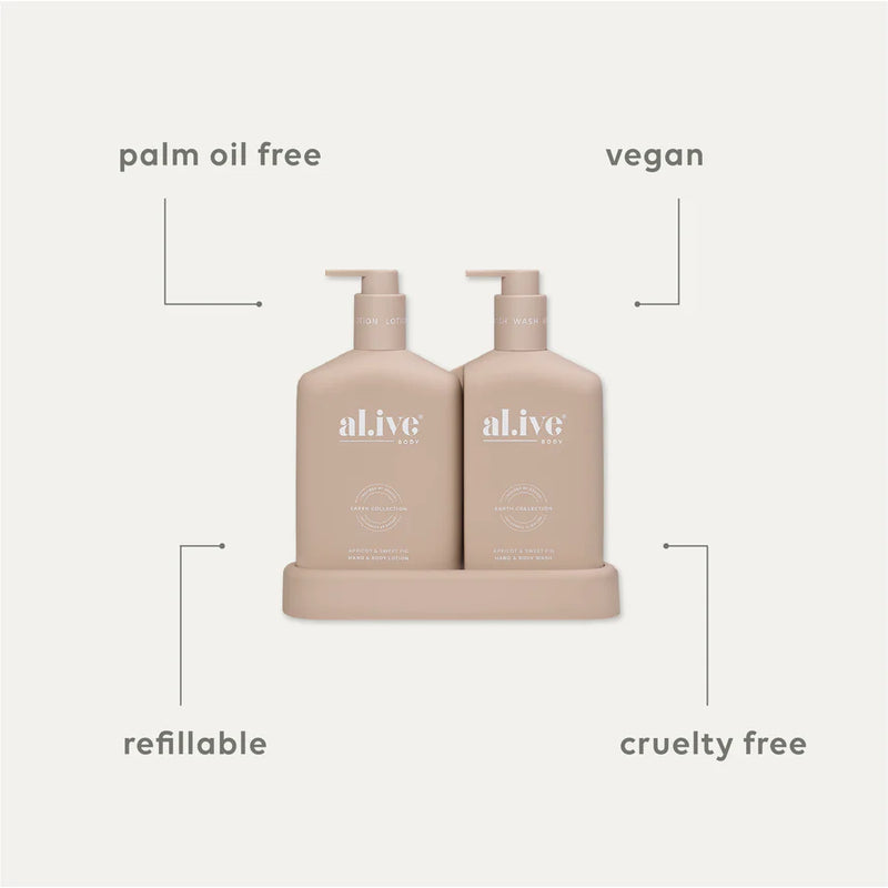 al.ive Body Wash & Lotion Duo - Apricot & Sweet Fig (Made in Australia)
