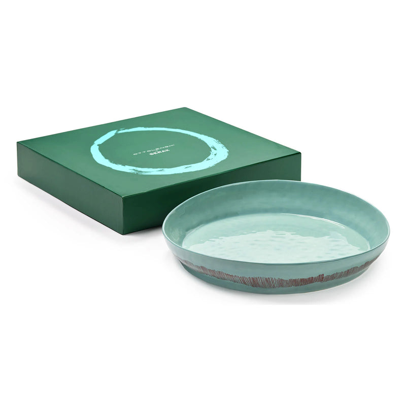 Ottolenghi Serving Bowl - Azure With Red Stripes - FEAST