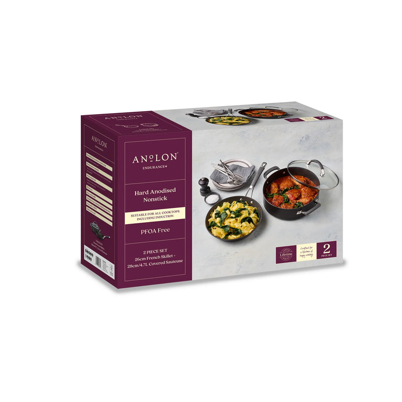 Anolon Endurance+ Nonstick Induction 26cm Skillet & 28cm Sauteuse 2 Piece Set