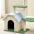 Floral Cat Tree with Cozy Hideaway and Scratching Posts (50x38x90 cm)