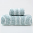 Luxury Cotton Striped Towel Set - 6 Piece Set (2 Hand Towels, 2 Bath Towels, 2 Washcloths), Ultra Soft and Absorbent  (Green)