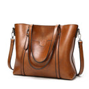 Brown Fashionable Soft Leather Women's Handbag, Large Capacity Shoulder & Crossbody Tote, Casual Bucket Bag
