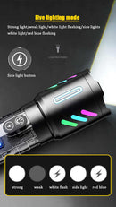 LED Rechargeable Laser Flashlight – Multifunctional Type-C Strong Light Torch with Adjustable Zoom