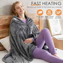 Electric Heated Flannel Blanket - 150x80cm USB-Powered Wearable Heating Shawl (Rechargeable battery not included)