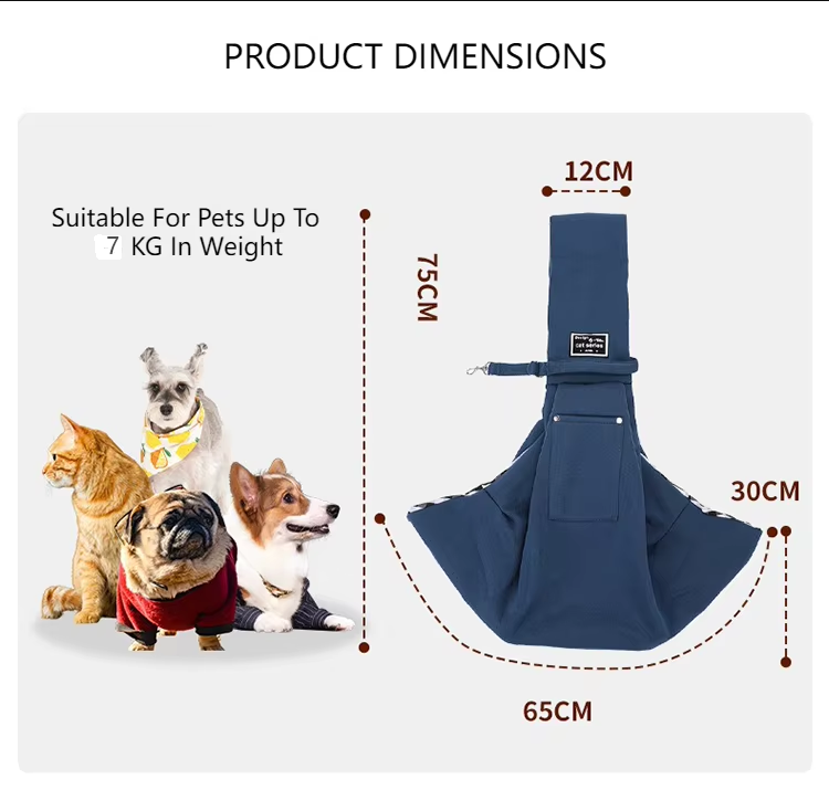 Grey Pet Sling Carrier Bag - Comfortable and Hands-Free Design