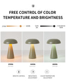 Silver Metal Mushroom Table Lamp - Rechargeable Touch Control Ambient Light with Remote