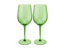 Maxwell & Williams Wicked Pink Goes Good With Green Ribbed Wine Glasses - Elphaba Set of 2