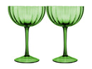 Maxwell & Williams Wicked Pink Goes Good With Green Ribbed Coupe Glasses - Elphaba Set of 2