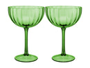 Maxwell & Williams Wicked Pink Goes Good With Green Ribbed Coupe Glasses - Elphaba Set of 2