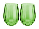 Maxwell & Williams Wicked Pink Goes Good With Green Ribbed Stemless Glasses - Elphaba Set of 2