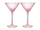 Maxwell & Williams Wicked Pink Goes Good With Green Ribbed Martini Glasses - Glinda Set of 2