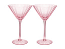 Maxwell & Williams Wicked Pink Goes Good With Green Ribbed Martini Glasses - Glinda Set of 2