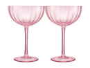 Maxwell & Williams Wicked Pink Goes Good With Green Ribbed Coupe Glasses - Glinda Set of 2