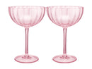 Maxwell & Williams Wicked Pink Goes Good With Green Ribbed Coupe Glasses - Glinda Set of 2