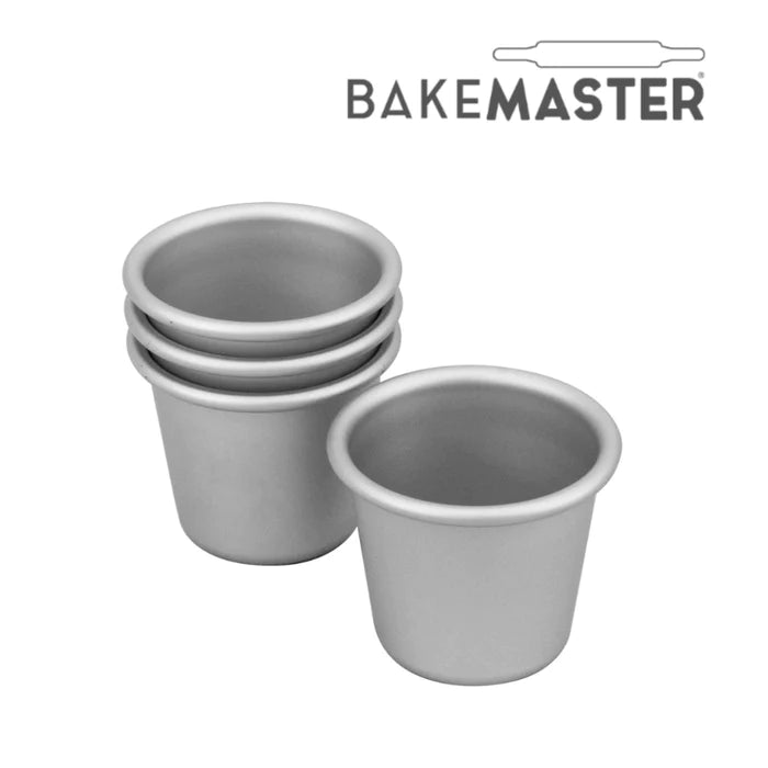 Bakemaster Silver Anodised Set of 4 Dariole Moulds - 6x5.5cm