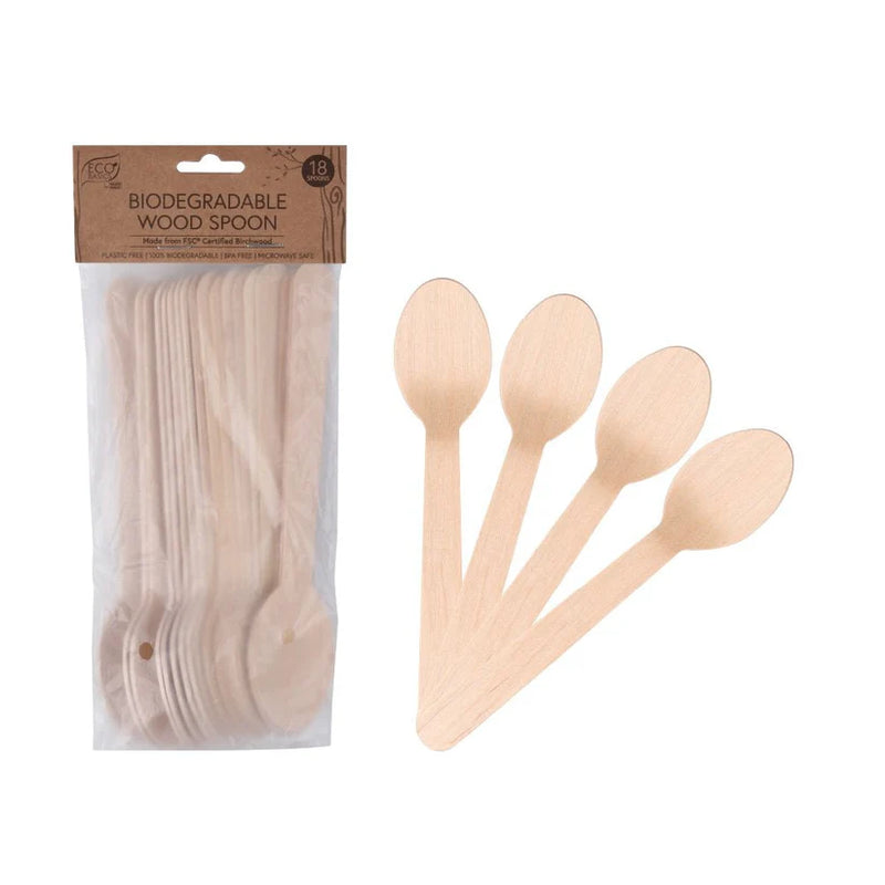 Eco Basics 18pc Biodegradable Wood Spoons