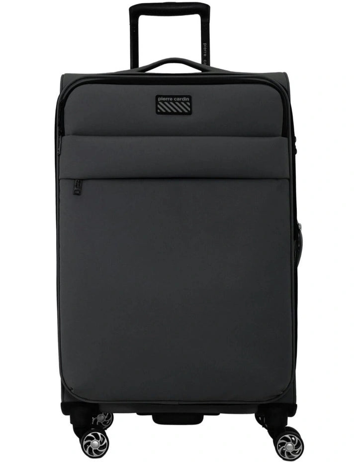 Pierre Cardin Soft Water-Repellent Spinner Suitcase - Cabin - Charcoal