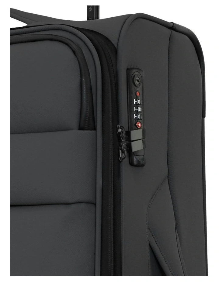 Pierre Cardin Soft Water-Repellent Spinner Suitcase - Cabin - Charcoal