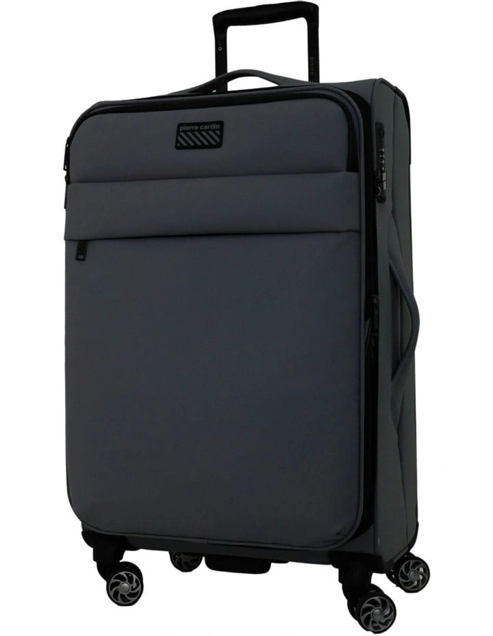 Pierre Cardin Soft Water-Repellent Spinner Suitcase - Cabin - Charcoal