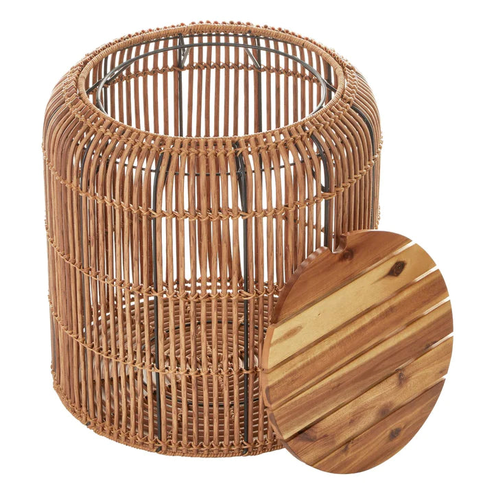 Rattan Storage Stool With Seat Natural 45x45cm