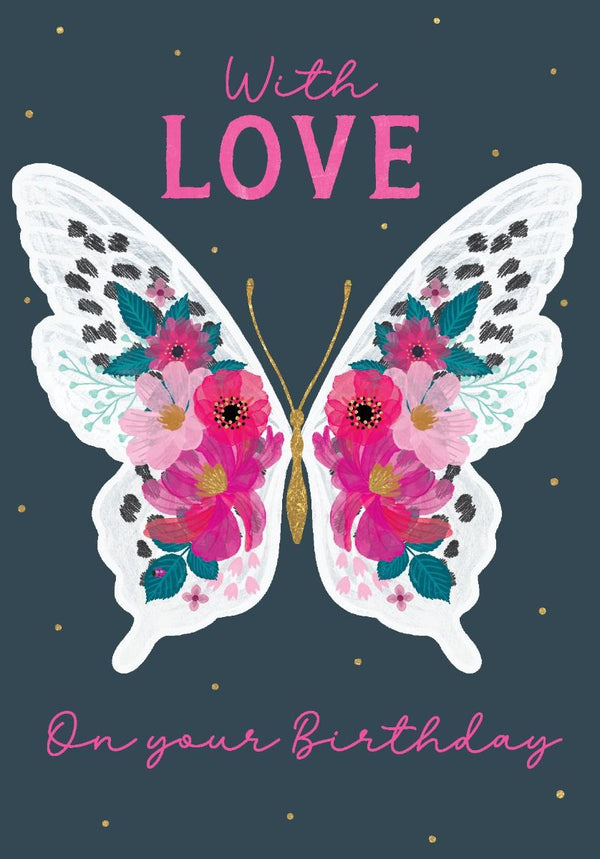 With Love On Your Birthday - Butterfly - Mini Gift Card - 8x10cm