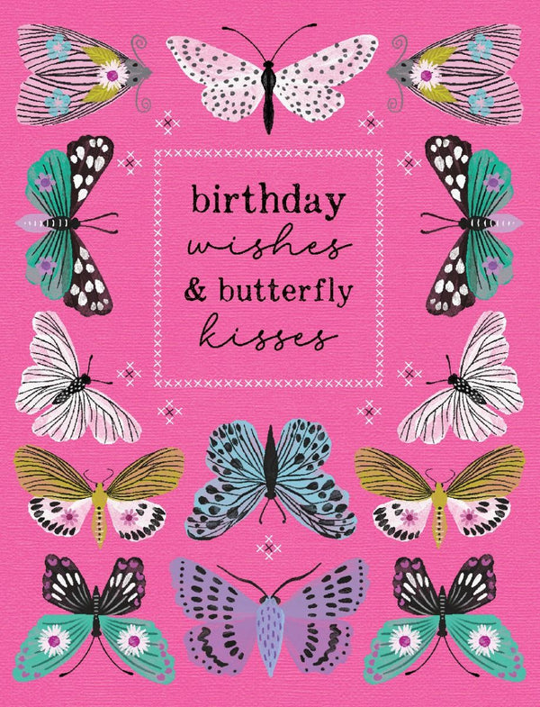 Birthday Wishes & Butterfly Kisses - Mini Gift Card - 8x10cm