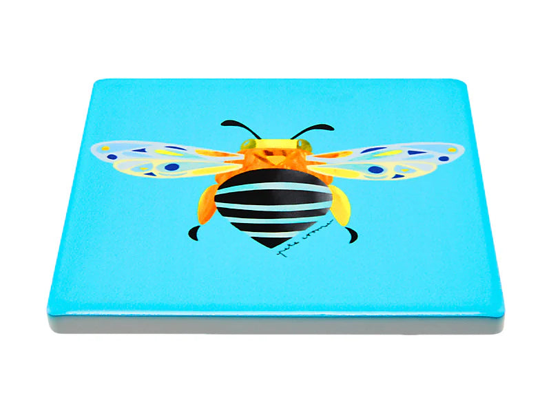 Maxwell & Williams Pete Cromer Garden Party Ceramic Square Coaster 9.5cm - Banded Bee