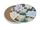 Maxwell & Williams Poppy Love Ceramic Round Cork Back Coaster - 10cm - Green