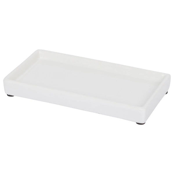 Soap Dispenser Dish - Ceramic - White - 17cm