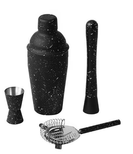 Bronx Mixologist 4pc Cocktail Bartender - Black With White Speckles