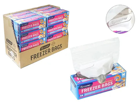 Top Chef Double Press & Seal Medium Freezer Bags - Pack of 14 - 17.8x20.3cm