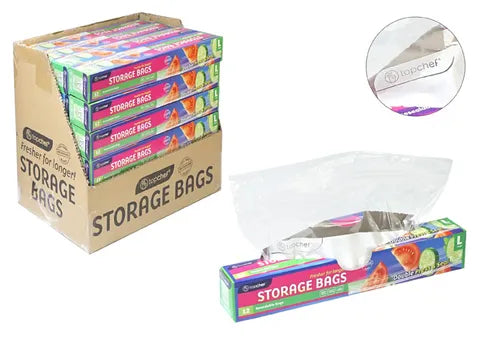 Top Chef Double Press & Seal Large Storage Bags - Pack of 12 - 26.8x27.9cm