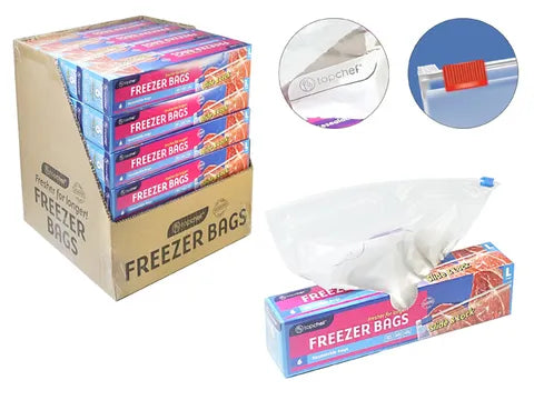 Top Chef Slide & Lock Large Freezer Bags - Pack of 6 - 26.6x27.3cm