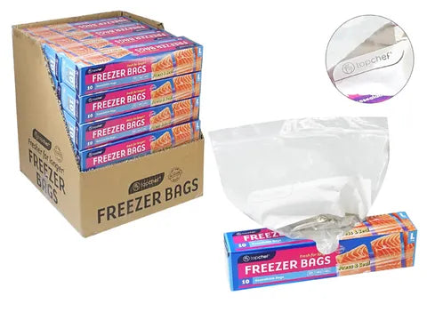 Top Chef Single Press & Seal Large Freezer Bags - Pack of 10 - 26.6x27.3cm