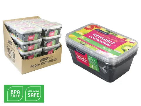 Top Chef Black Food Containers - Pack of 4 - 17x11.5x5.5cm - 750ml