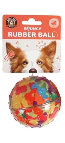 Rubber Bouncy Dog Ball - Multi Red