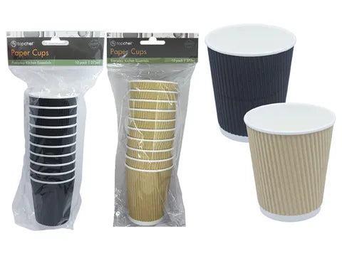 Top Chef (Brown & Black) Paper Cups - Pack of 10 - 28.5 x 7.5cm - 275ml/8oz