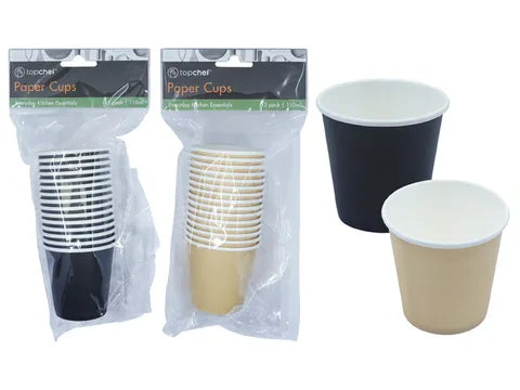 Top Chef (Brown & Black) Paper Cups - Pack of 15 - 20 X 6cm- 110ml/4oz