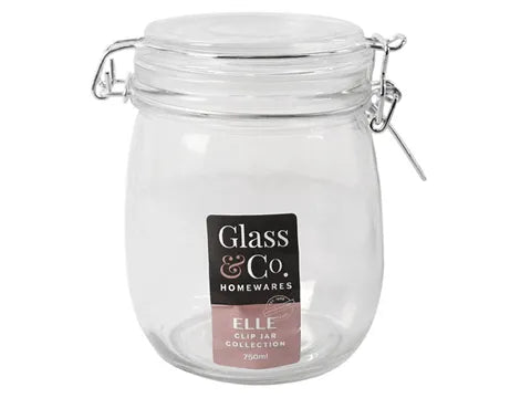 Glass Co. Elle Round Glass Clip Jar - 750ml