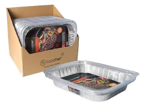 Top Chef Foil Trays With Plastic Lids - 2pk - 46.5x32.5x7.5cm