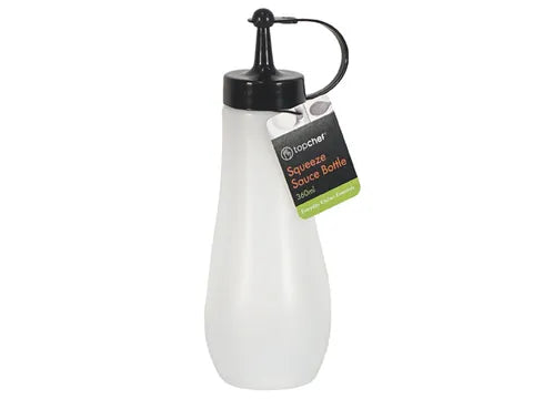 Top Chef Sauce Squeezable Bottle White w/ Black Lid, 21x7cm - 360ml