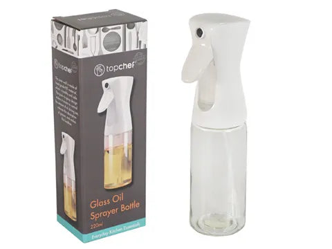 Top Chef Oil Bottle Clear with White Cap, 6x6x21.5cm - 220ml