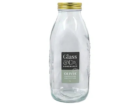 Glass Co. Preserve Bottle Gold Lid - 1L