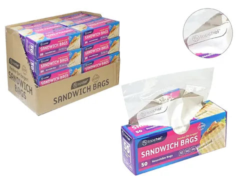 Top Chef Single Press & Seal Sandwich Bags - Pack of 50 - 16.5x14.92cm