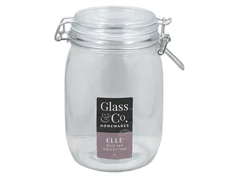Glass Co. Elle Round Glass Clip Jar 1L - 17x9cm
