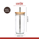 La Cafetière Bubble Tea Tumbler Clear Glass Cup with Stainless Steel Straw - 650ml