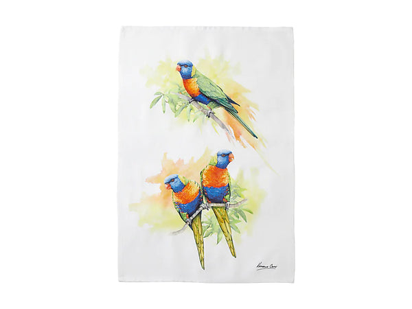 Maxwell & Williams Katherine Castle Bird Life Tea Towel 50x70cm - Lorikeet