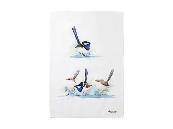 Maxwell & Williams Katherine Castle Bird Life Tea Towel 50x70cm - Blue Wren