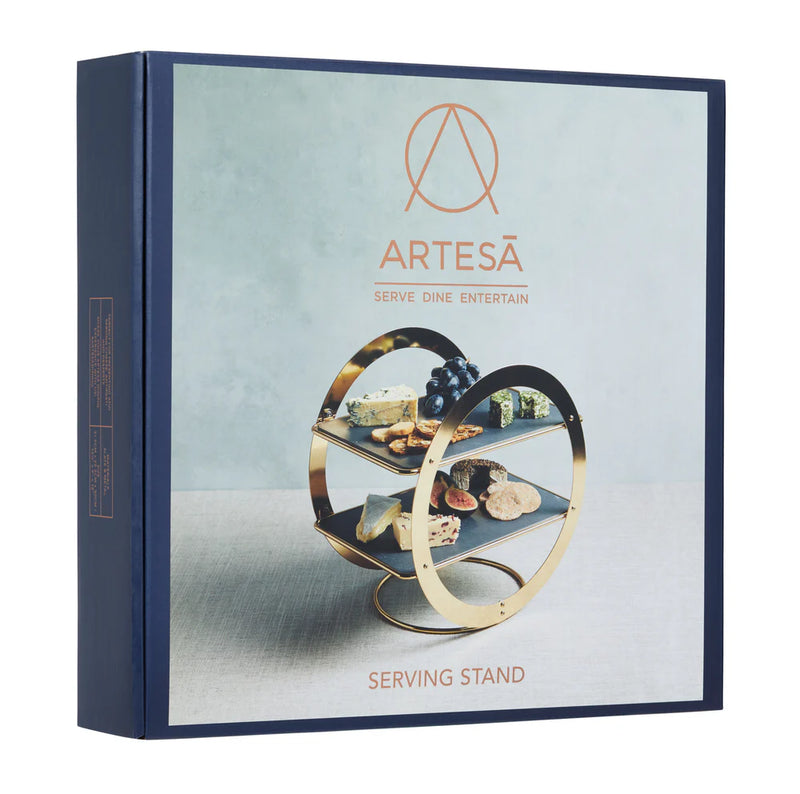 Artesa Slate Serving Wheel Stand 2 Tier 20x30cm
