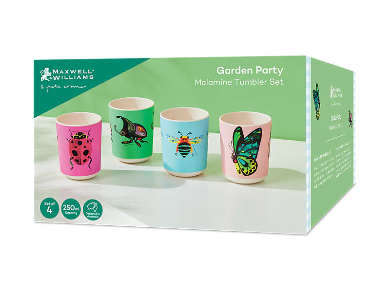 Maxwell & Williams  Pete Cromer  Melamine Tumblers 250ml Set of 4 Assorted - Garden Party